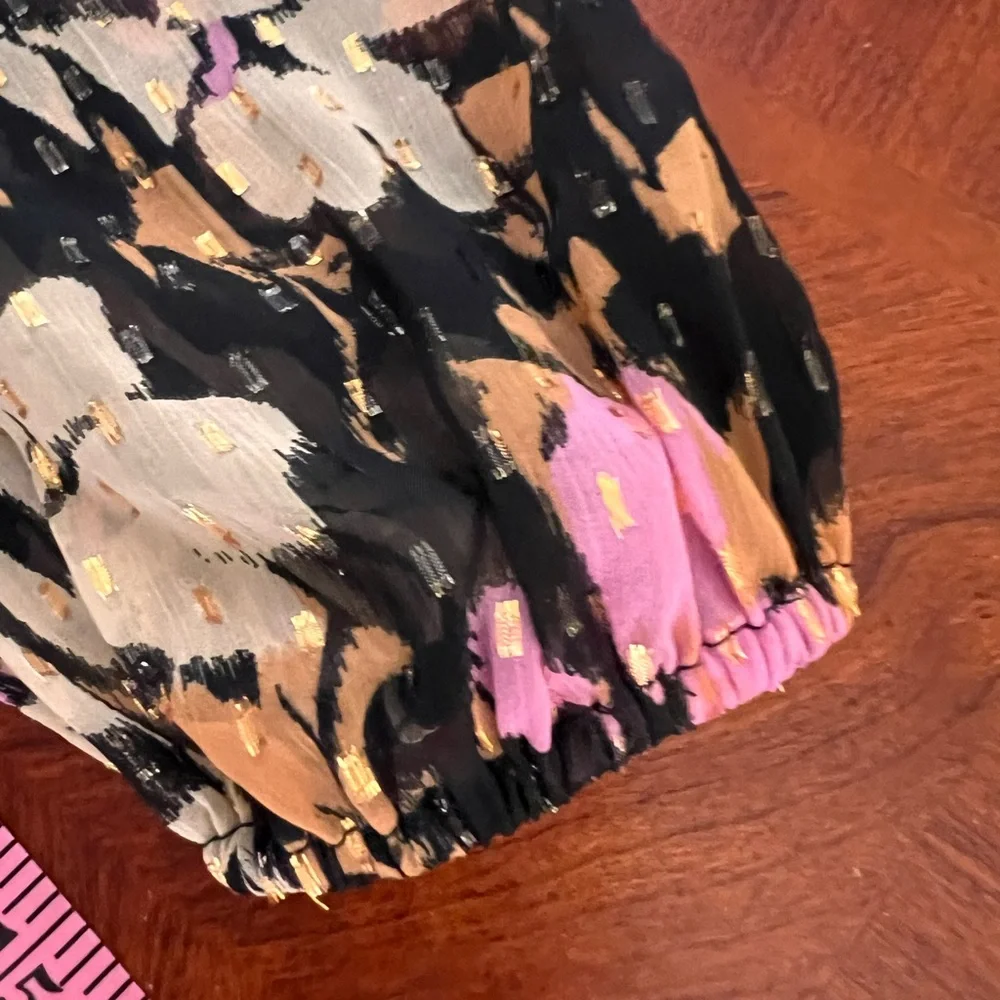LOFT NWT Metallic Clip Gardenia Cutout High Slit Floral Maxi Dress Size SP - Picture 12 of 15